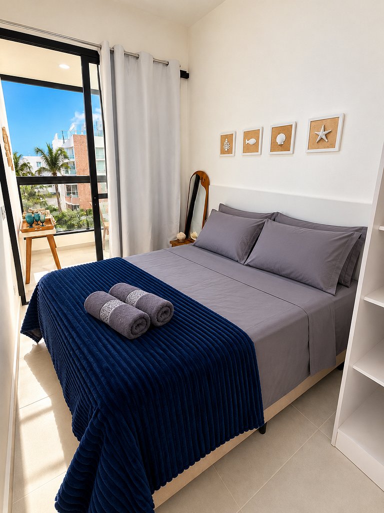 Apto 1 dormitório - Piscina - Roupa de Cama | Praia Grande
